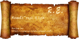 Reményi Elek névjegykártya